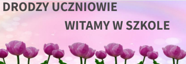 Plakat z napisem: Witamy w szkole