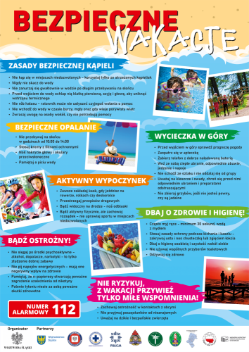 Plakat: Bezpieczne wakacje