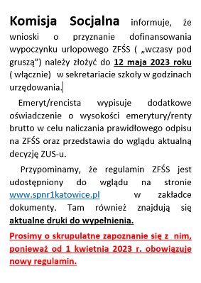 Komunikat komisji socjalnej
