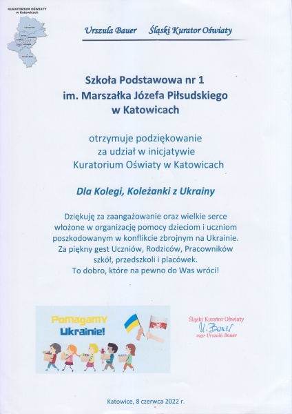 Podziękowanie za udział w akcji: Dla Kolegi, Koleżanki z Ukrainy