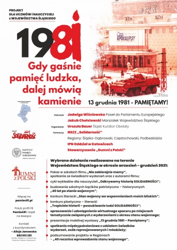 Plakat projektu: Gdy gaśnie pamięć ludzka, dalej mówią kamienie - 13 grudnia 1881 - pamiętamy!