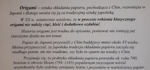 Origami - krótka informacja o tej sztuce układania papieru