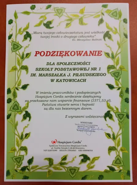 Dyplom podziękowania