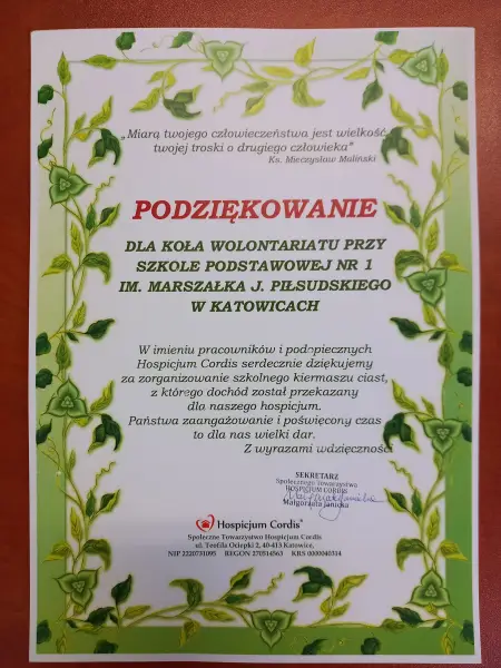 Dyplom podziękowania