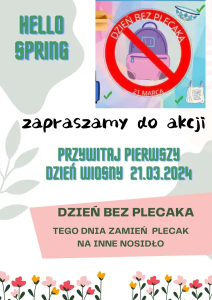 Plakat Dnia bez plecaka - I dzień wiosny